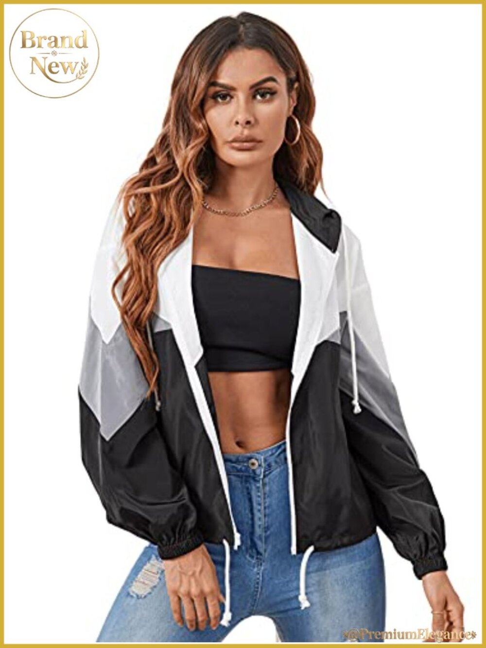 Thin Hooded Windbreaker Casual Jacket Zip Up Pockets Travel